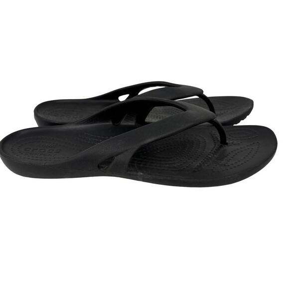 Crocs Kadee II Flip Flop Sandals Womens Size 9 Black Toe Post Thong Comfort - Picture 2 of 9